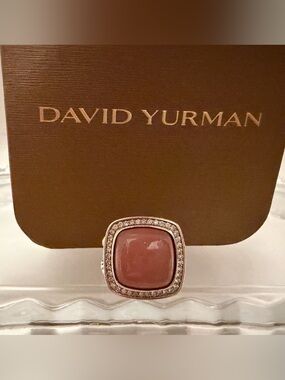 David Yurman Guava Quartz Albion Ring with Diamonds 14mm